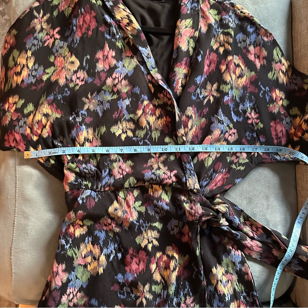Zara TRF Collection Black Floral Collared V-neck Wrap Romper Size S - Picture 9 of 12